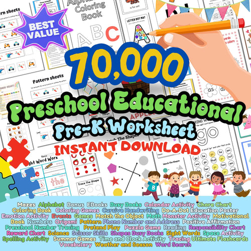 70,000+ Preschool Educational Worksheets | PLR/MRR Resell Rights